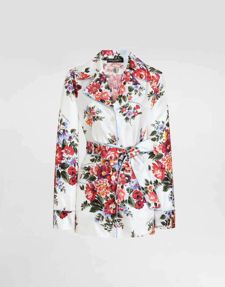 Dolce & Gabbana Flower bouquet-print twill shirt Multicolor F5Q03TIS11I