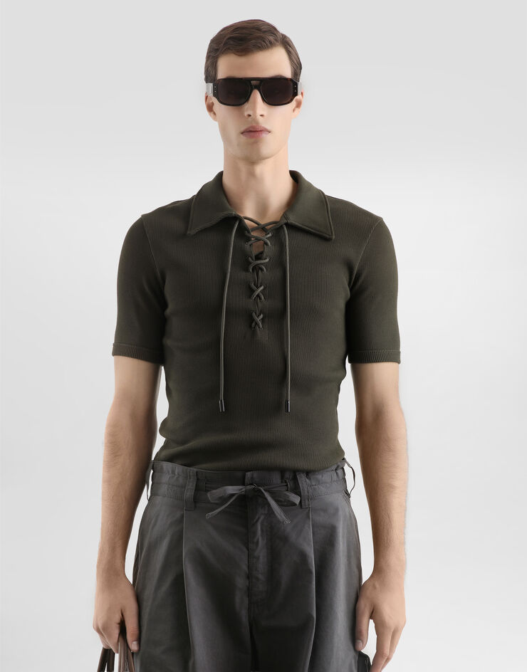 Dolce & Gabbana Cotton interlock polo t-shirt Brown G8SR0TFUGFJ
