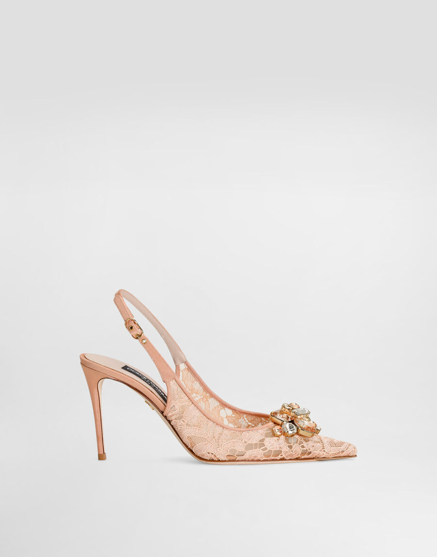 Rainbow lace slingbacks in lurex lace