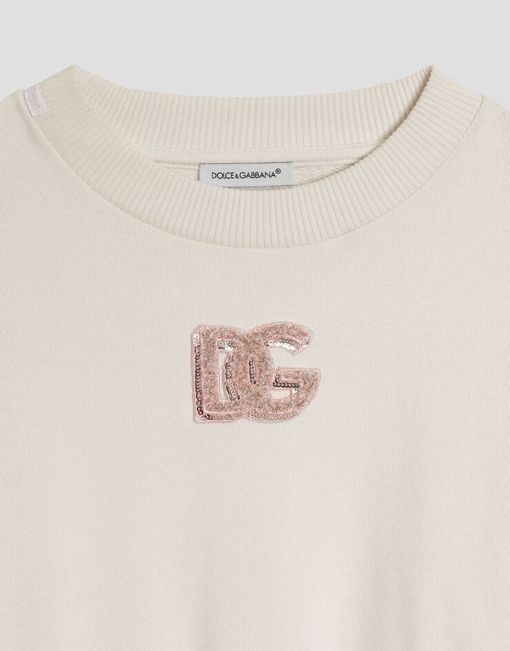 Dolce & Gabbana Fleece dress with DG sequin patch Pink L5JDAPG7PKQ
