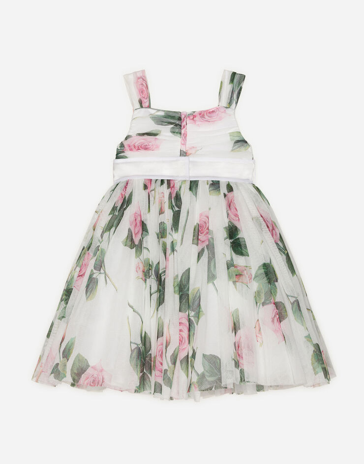 Dolce & Gabbana TULLE MIDI DRESS WITH TROPICAL ROSE PRINT FLORAL PRINT L52DC5FSEHM