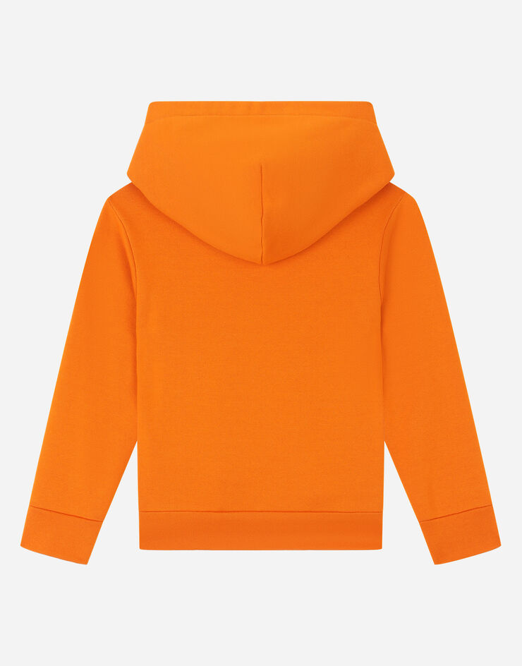 Dolce & Gabbana Jersey hoodie with logo plate Orange L4JWAXG7A5T