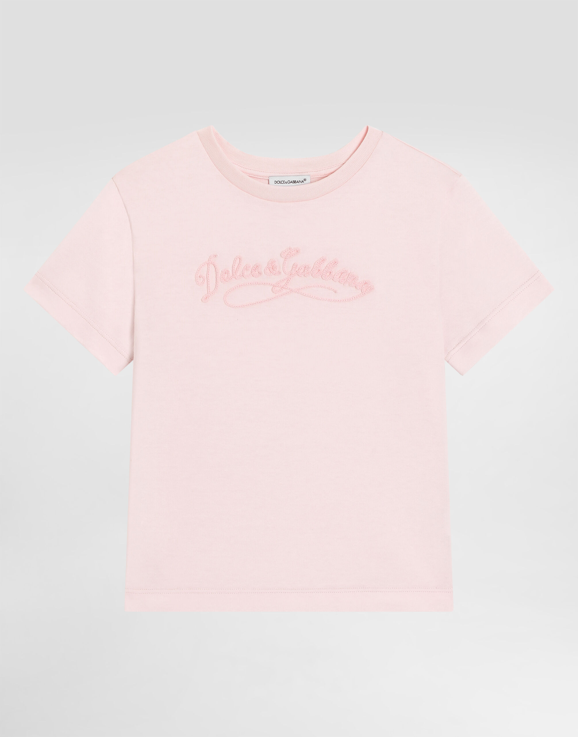 Jersey t-shirt with embroidery in Pink for Girls | Dolce&Gabbana® US