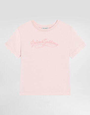 Dolce & Gabbana Jersey t-shirt with embroidery Pink L5JTNKG7PYF