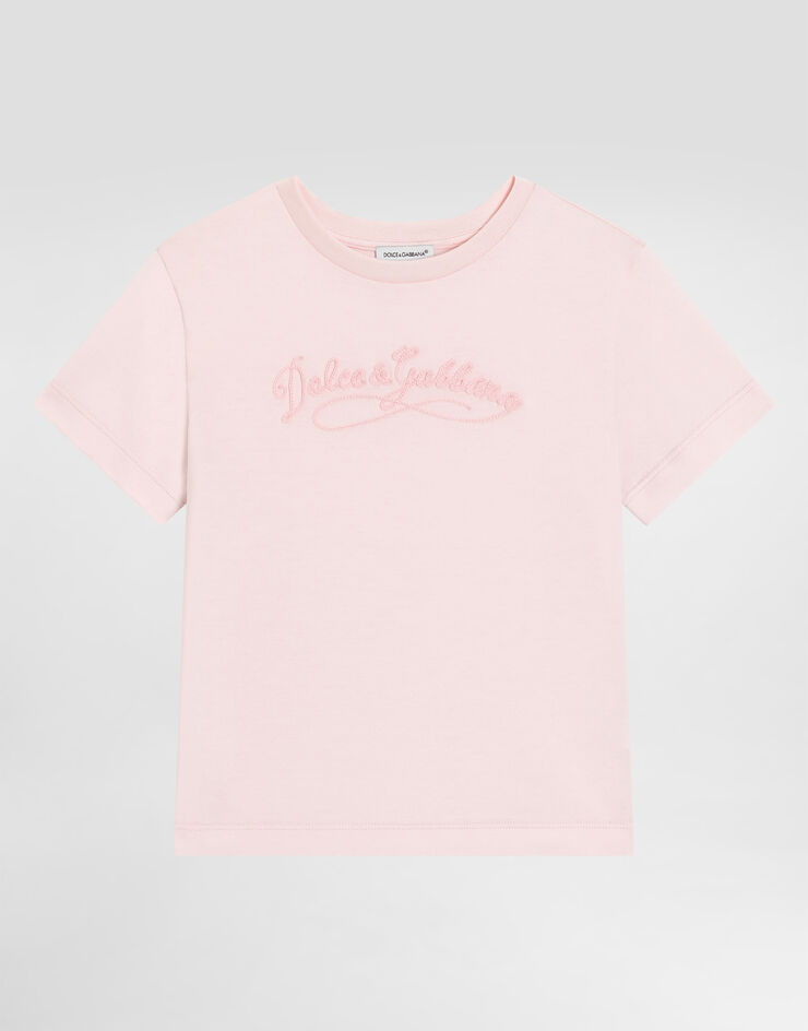 Dolce & Gabbana Jersey t-shirt with embroidery Pink L5JTNKG7PYF