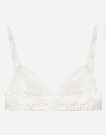 Dolce & Gabbana Sujetador de copa blanda en raso con encaje Blanco O1A01TONO13