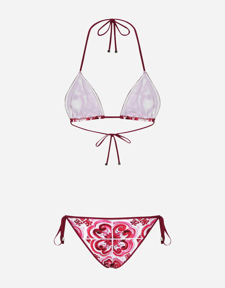 Dolce & Gabbana Bikini de triángulo con estampado maiolica Multicolor O8A02JONO19
