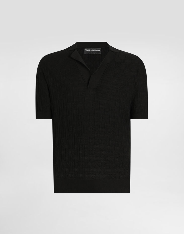 Dolce & Gabbana Polo de seda satinada Negro GXZ76TJBSLX
