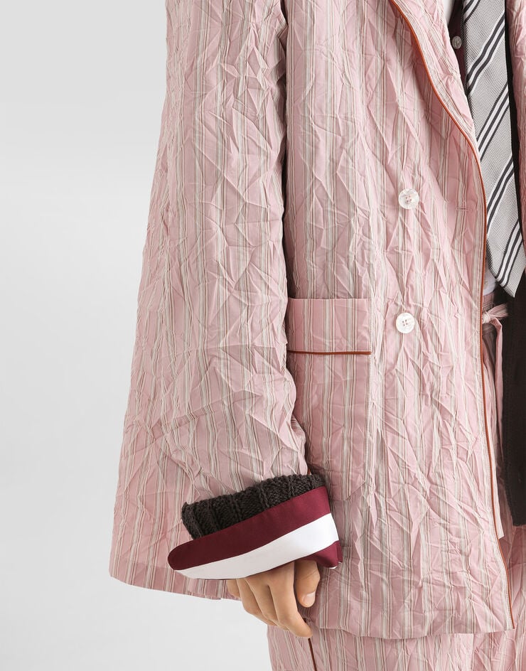 Dolce & Gabbana Crinkled striped fabric shirt-style vanity robe Multicolor G2WH1TFBMFS