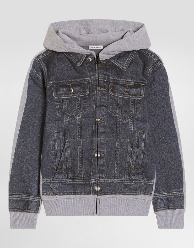 Dolce & Gabbana سويت شيرت بغطاء رأس بطبعة بتأثير دنيم Multicolor L4JWKLG7PVD