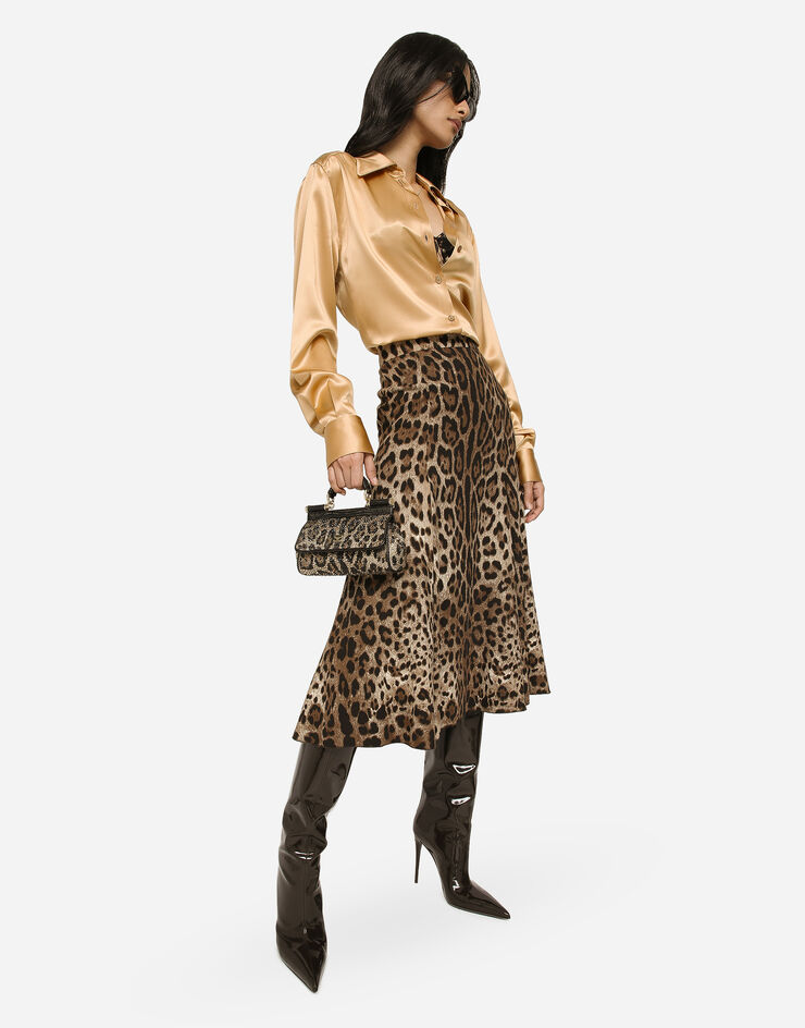 Dolce&Gabbana Leopard-print cady circle skirt Animal Print F4CQCTFSRKI