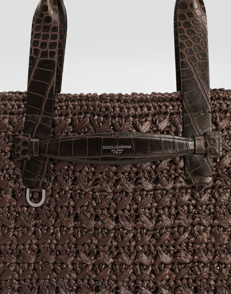 Dolce & Gabbana 拉菲草钩编购物袋 Brown BM2453A9N96