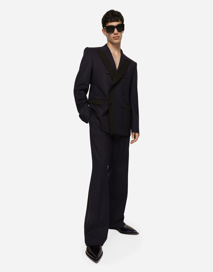 Dolce & Gabbana Pantalone tuxedo gamba dritta lana stretch Blu GVTOHTFUBE7