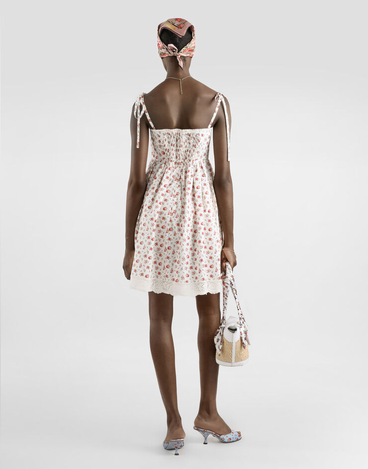 Dolce & Gabbana Small rose-print short poplin dress Multicolor F60F9THS5UB