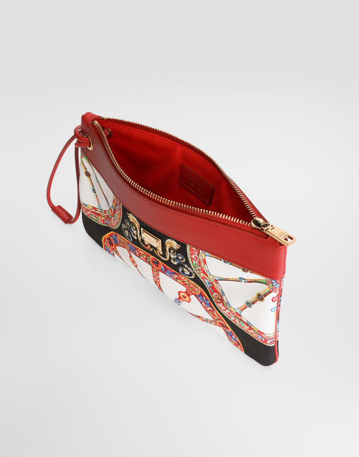 Dolce & Gabbana Toiletry bag in carretto-print canvas Multicolor BI3426A0417