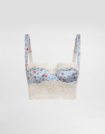 Dolce & Gabbana Small rose-print satin and lace balconette Multicolor O1C93TON0E3