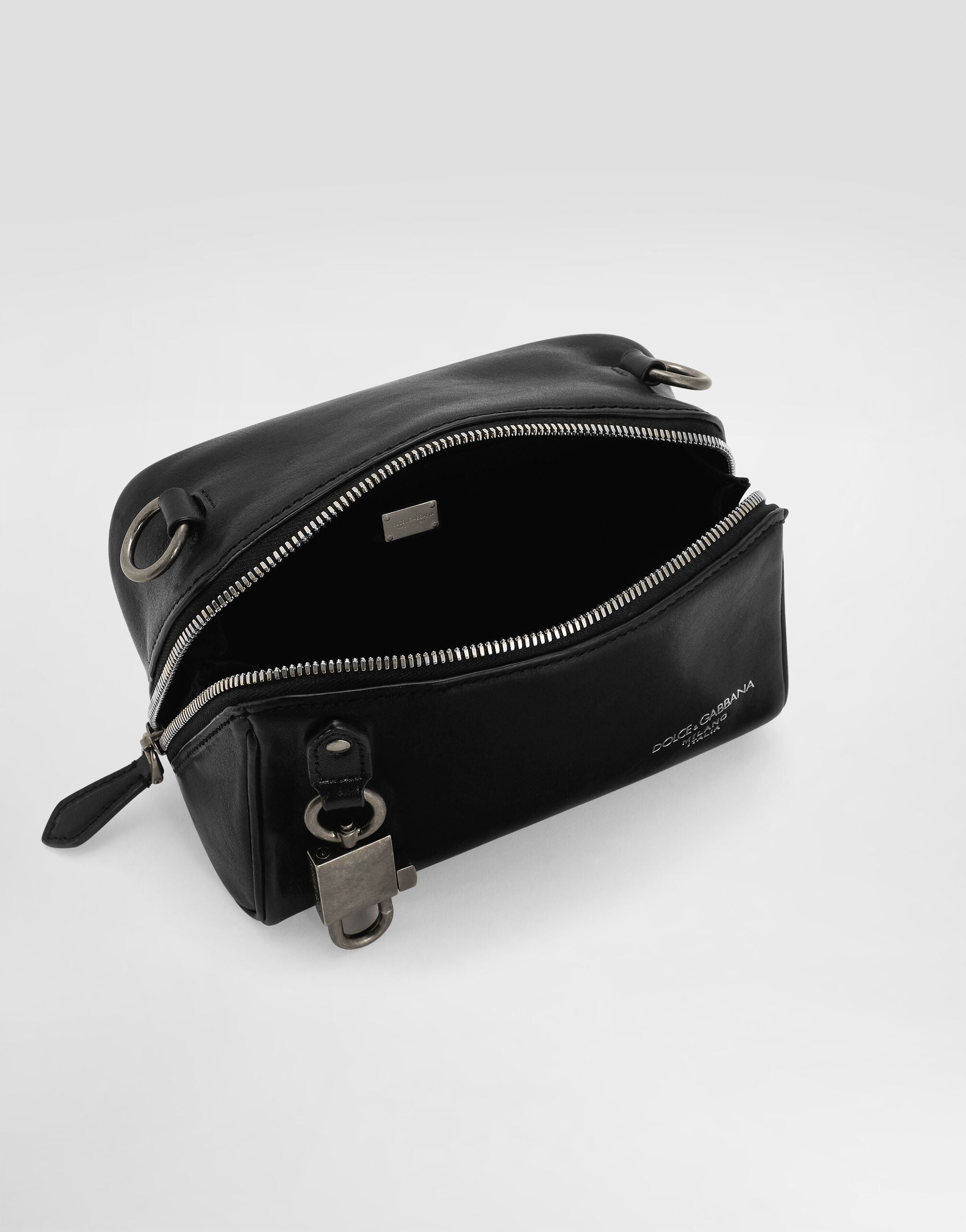 Lock tempesta calfskin crossbody bag in Black for Men
