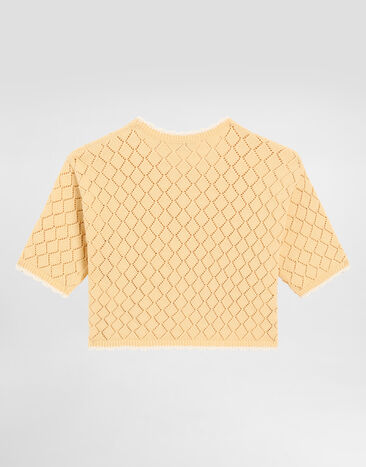 Dolce & Gabbana Cotton pullover with diamond pattern Yellow L5KWMNJBCI2