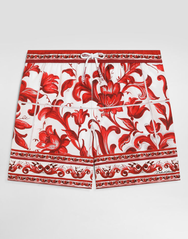 Dolce & Gabbana Majolica-print nylon boxer shorts Multicolor L4J850ON0I3