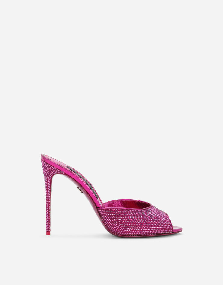 Dolce&Gabbana Mule de raso y strass termoadhesivos Fucsia CR1574AO185