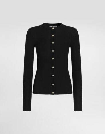 Dolce & Gabbana Ribbed cashmere cardigan Black FXVF5TJBW25