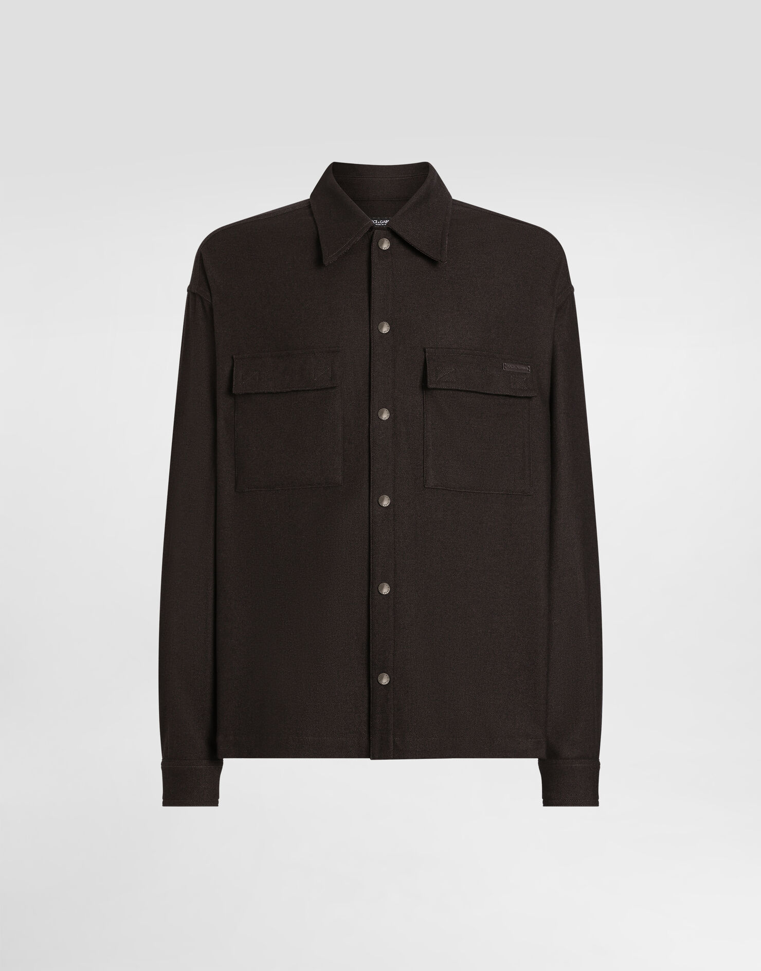 Mélange wool mat shirt in Brown for Men | Dolce&Gabbana® US