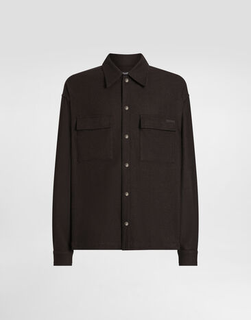 Dolce & Gabbana Mélange wool mat shirt Brown G5MM6TFURNC
