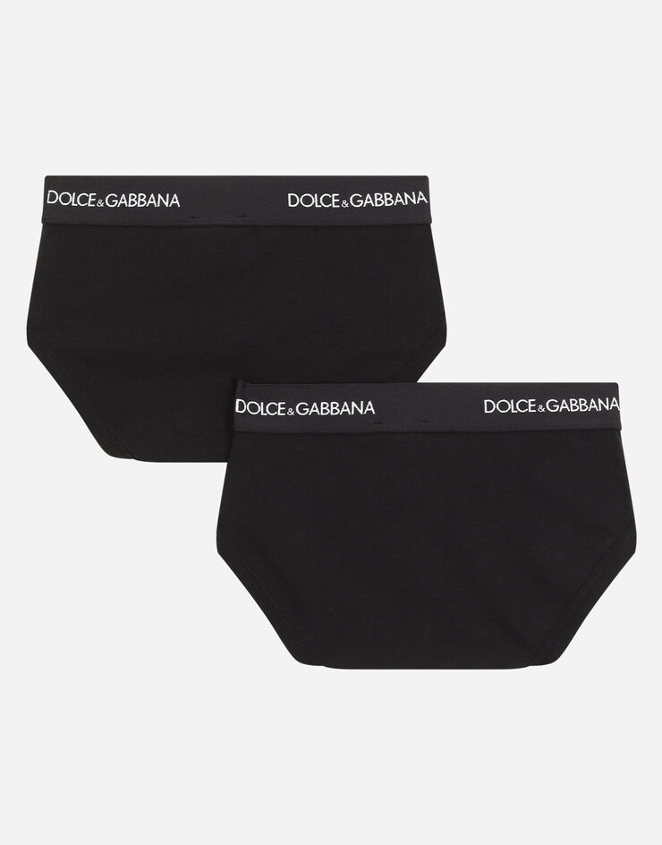 Dolce & Gabbana Lot de deux slips en jersey avec élastique à logo Noir L4J700G7OCT