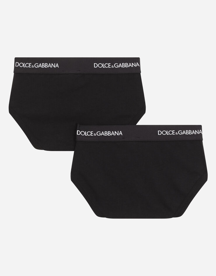 Dolce & Gabbana Bi-pack slip in jersey con elastico logato Black L4J700G7OCT