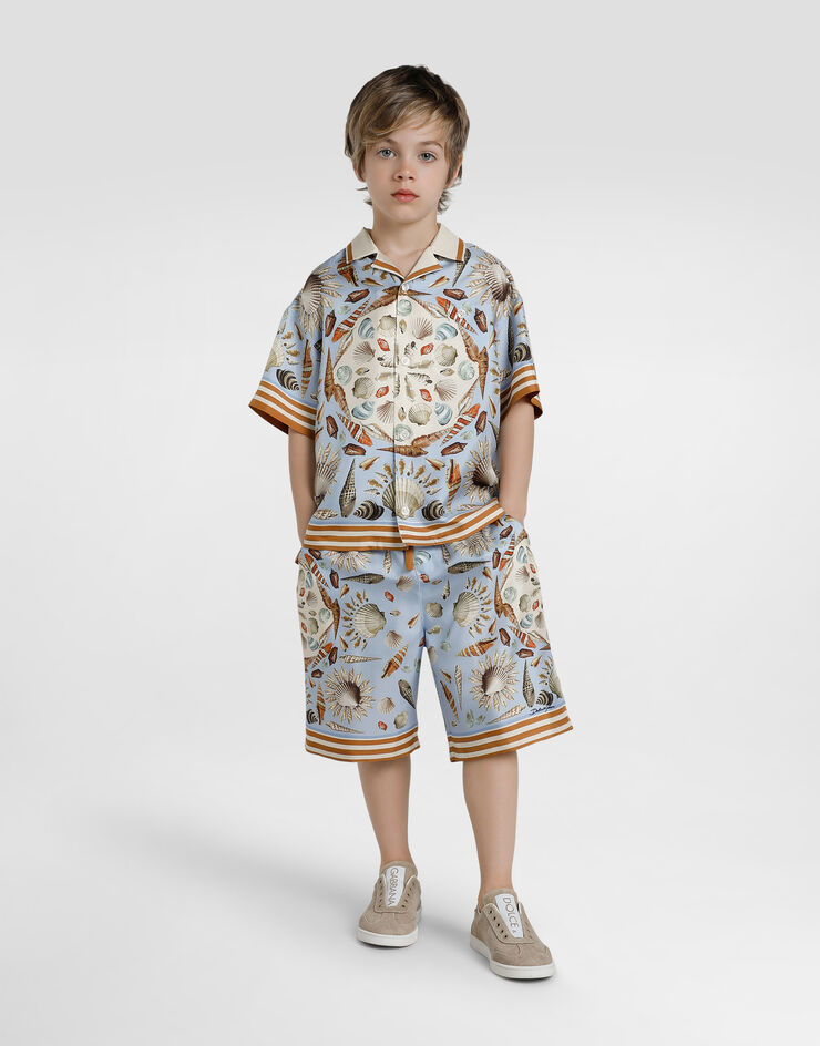 Dolce & Gabbana Shell-print short-sleeved twill shirt Multicolor L43S81HI1ZB