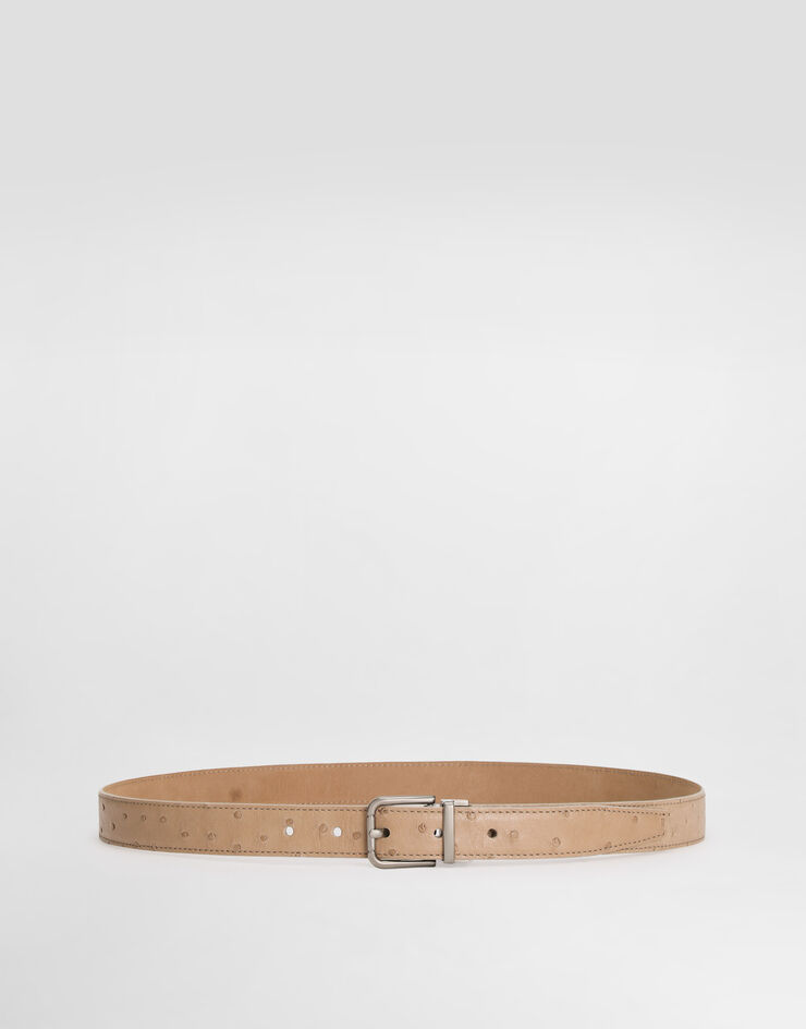 Dolce & Gabbana Ostrich leather belt Beige BC4337A8M90