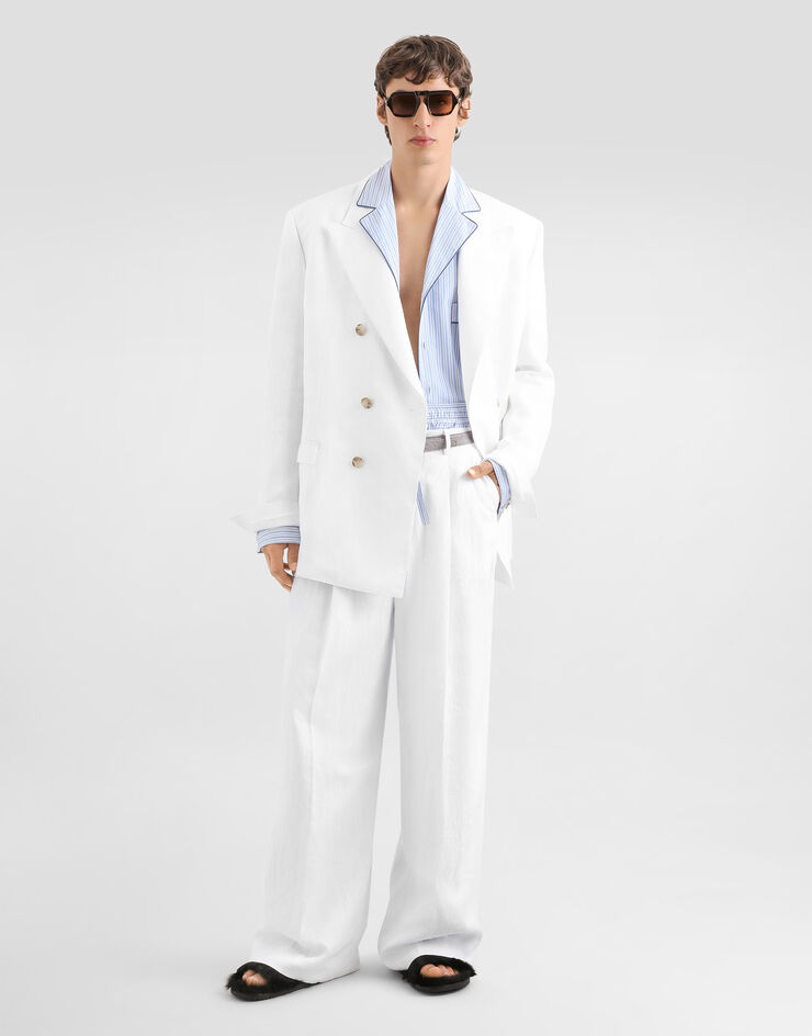 Dolce & Gabbana Double-breasted taormina linen jacket White G2NW1TGK326