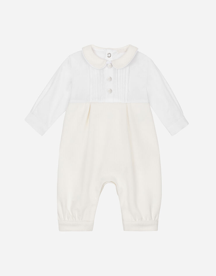 Dolce & Gabbana Jersey onesie with jacquard logo White L0EGG4G7J1E