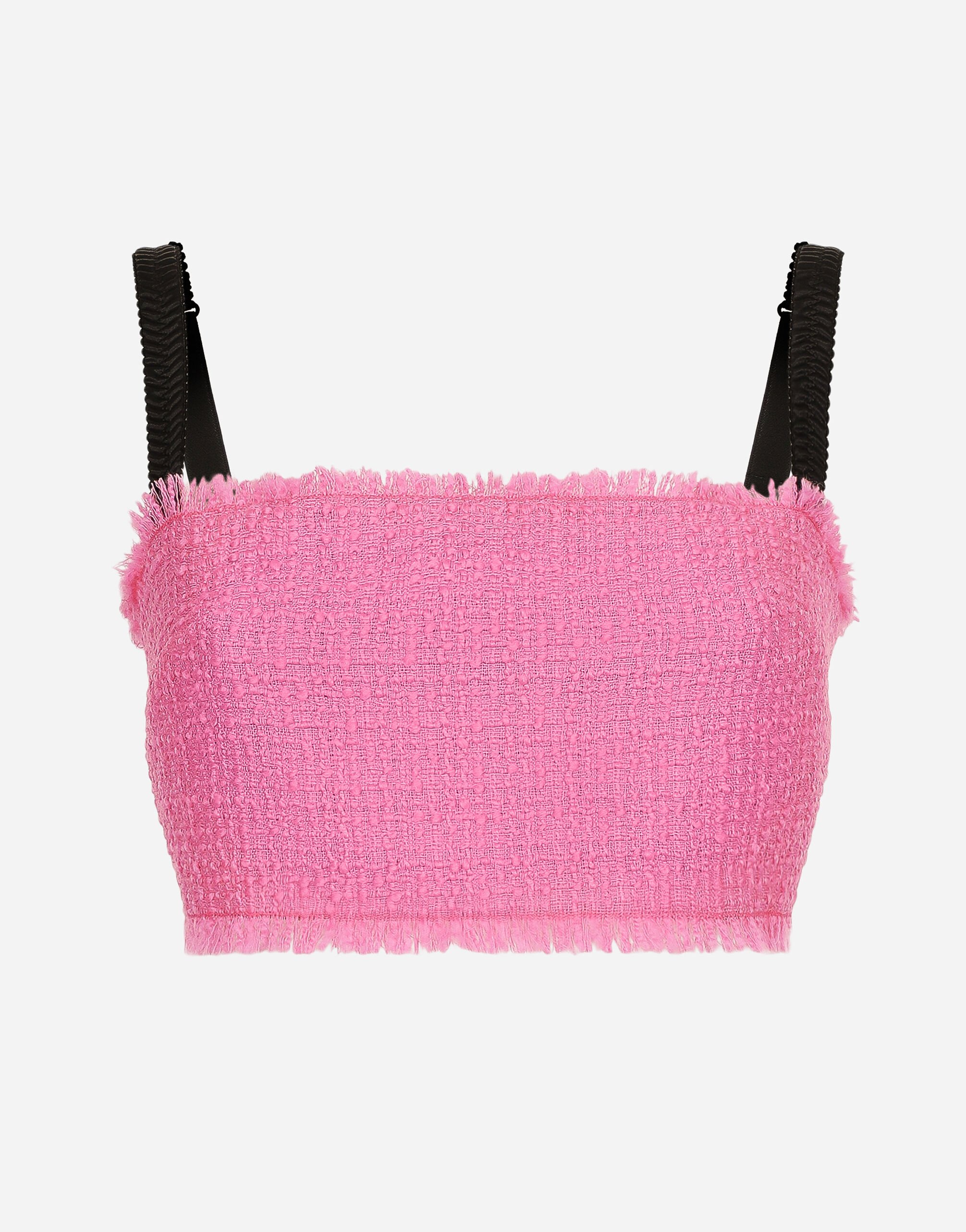 Dolce & Gabbana Raschel tweed crop top with straps Pink F79DATFMMHN