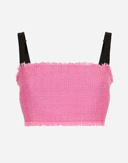 Dolce & Gabbana Raschel tweed crop top with straps Pink F73G9TFLRE1
