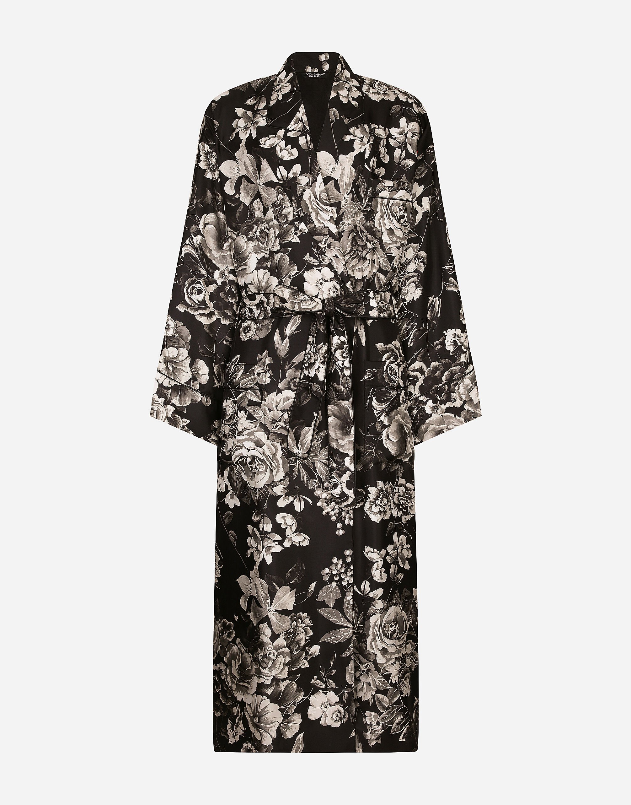 Dolce & Gabbana Халат из шелкового твила с цветочным принтом Отпечатки G035TTIS1VS
