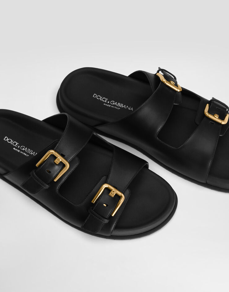 Dolce & Gabbana 小牛皮拖鞋 黑 CQ0632AS738