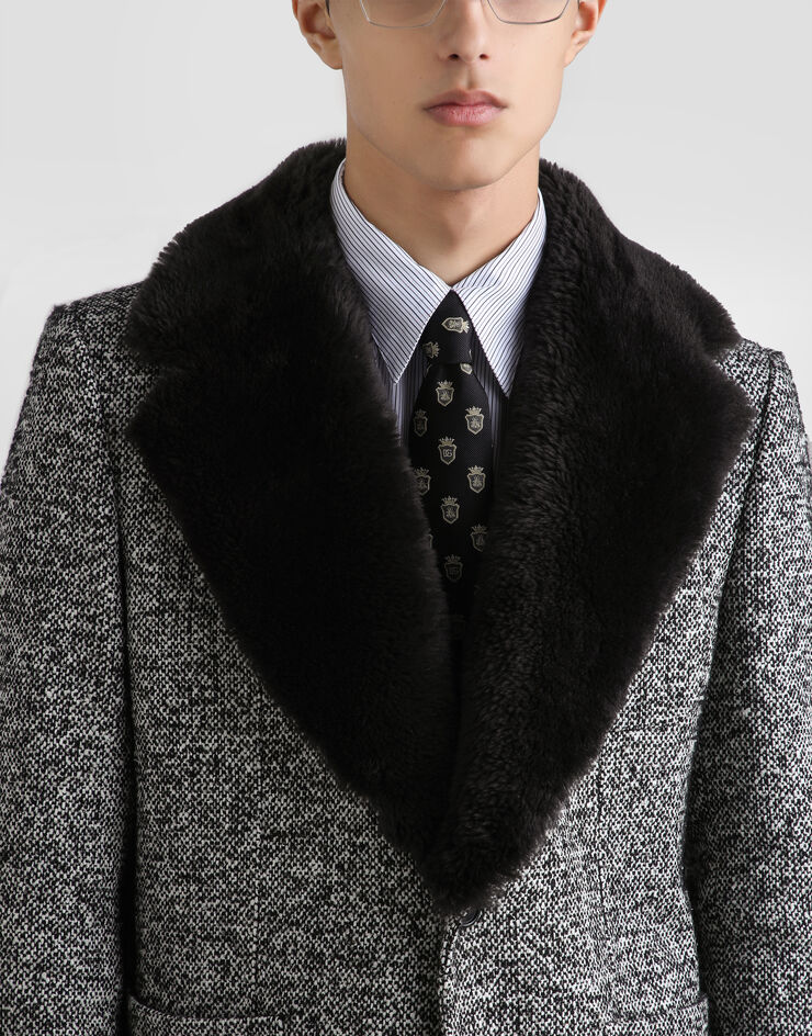 Dolce & Gabbana 皮草衣领斑点羊毛单排扣夹克 多色 G2VJ9ZFMZAK