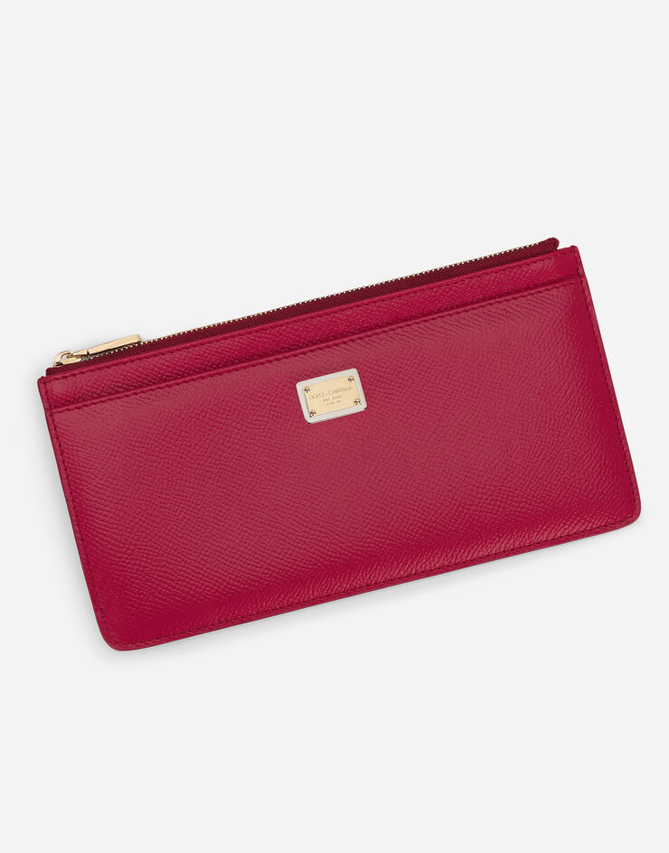 Dolce & Gabbana Porte-cartes grand format en cuir de veau Dauphine Fuchsia BI1265A1001