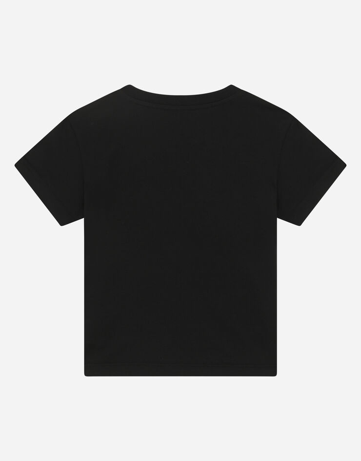 Dolce & Gabbana Camiseta de punto con logotipo bordado Negro L4JT7NG7STN