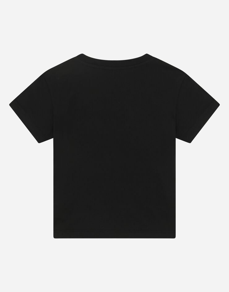 Dolce & Gabbana T-shirt in jersey con ricamo logo Black L4JT7NG7STN