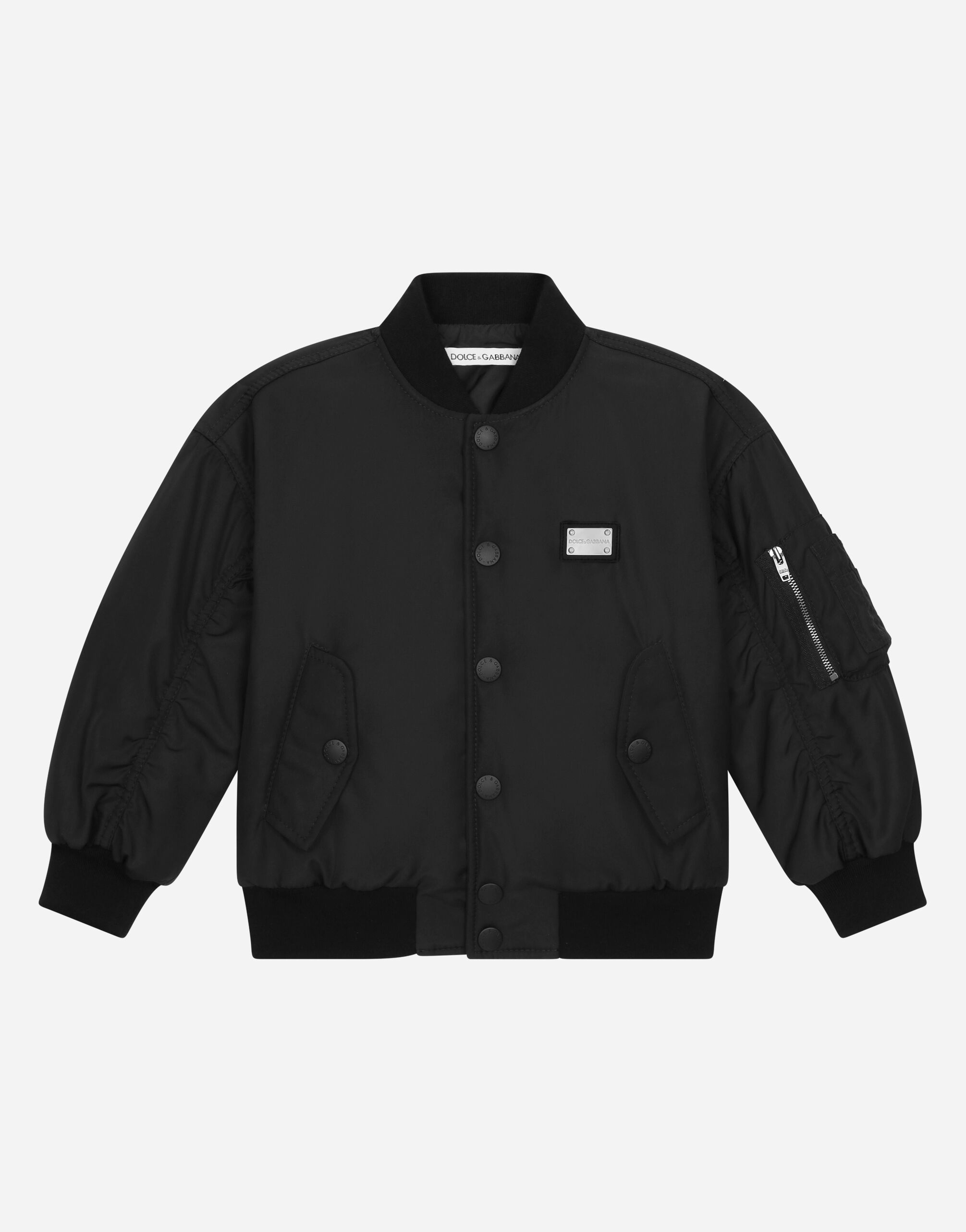 Dolce Gabbana Cordura bomber jacket with logo tag male Black