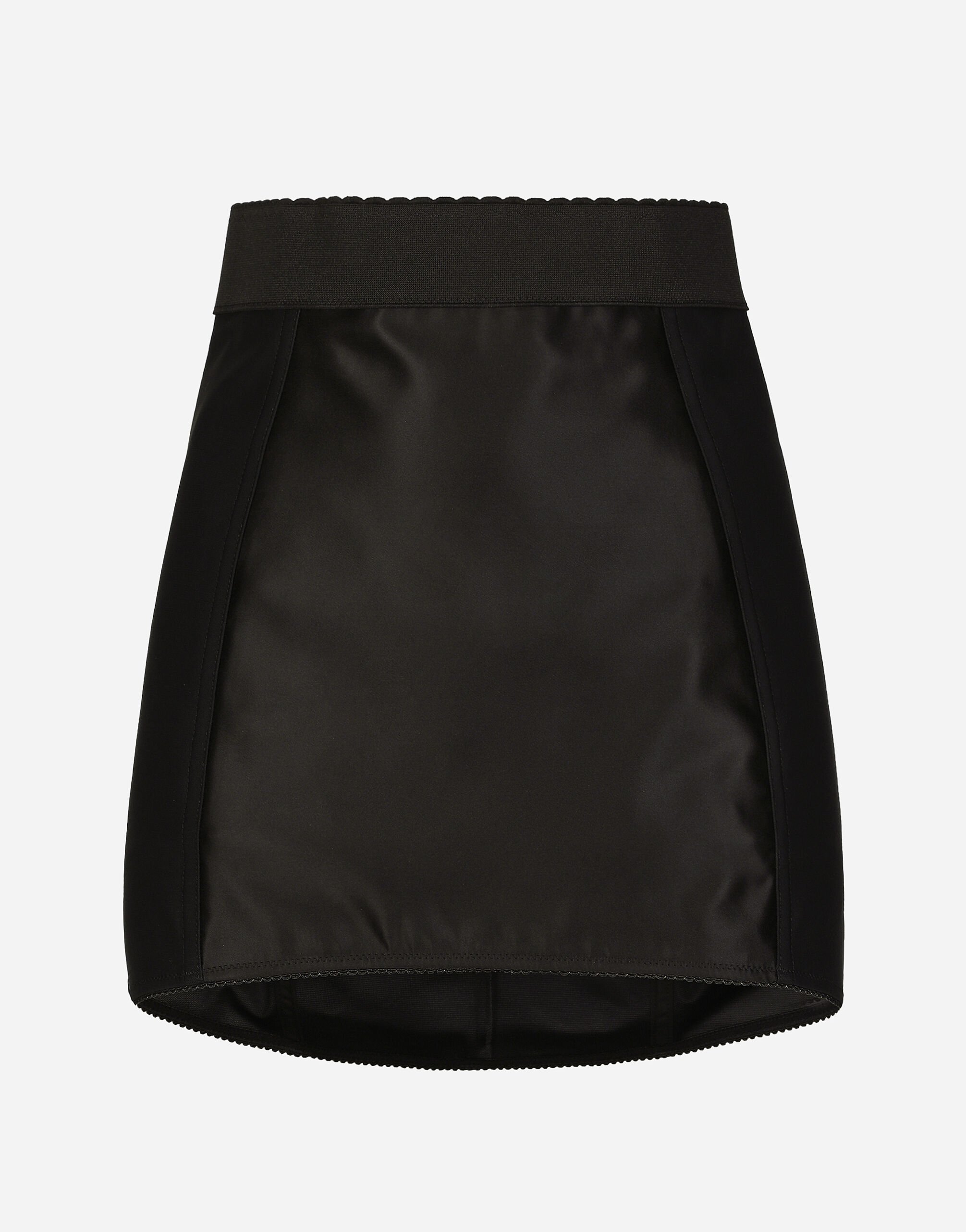 Dolce & Gabbana Marquisette and lace miniskirt with corset details Black FXO05ZJFMBC