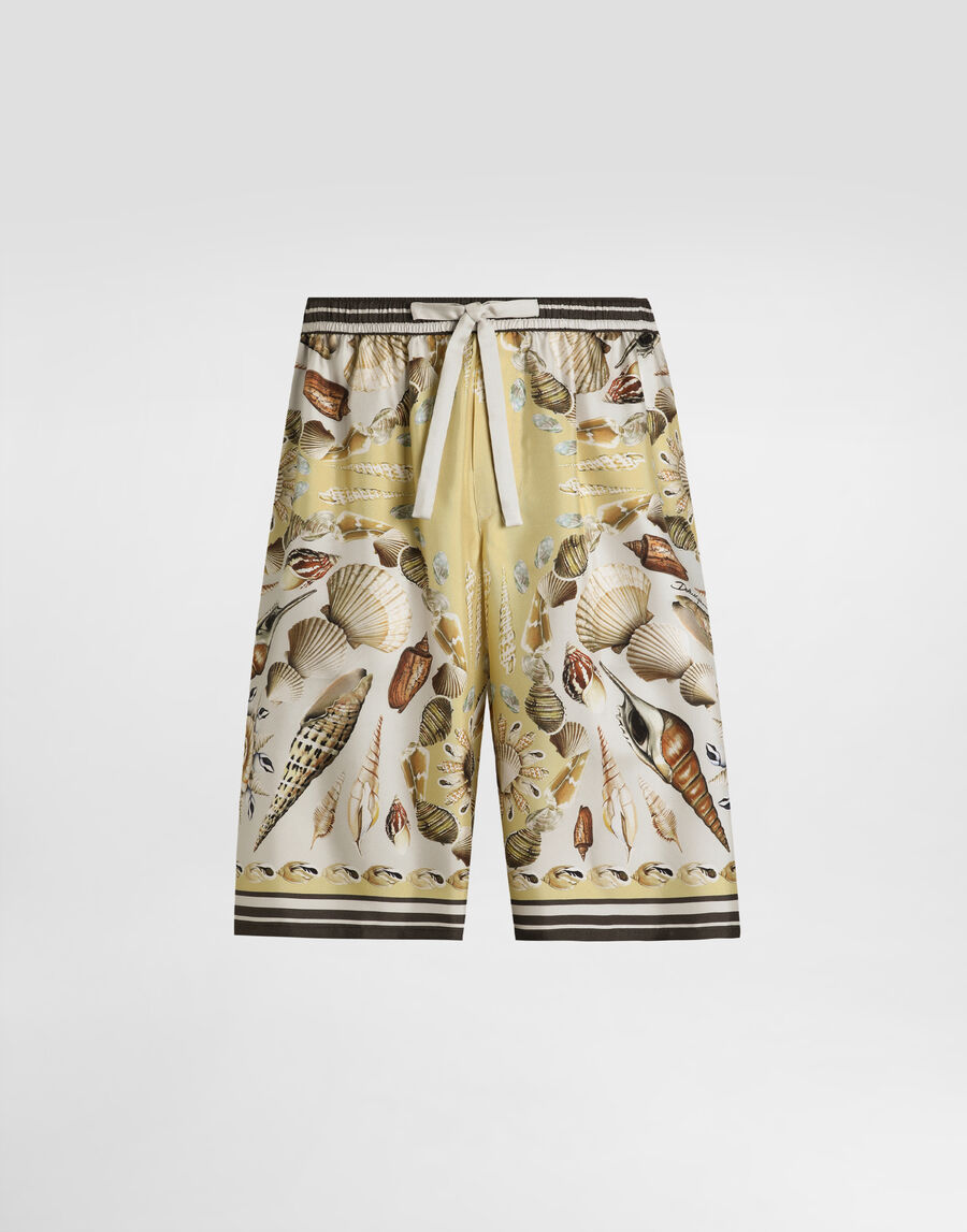 Printed silk twill trousers