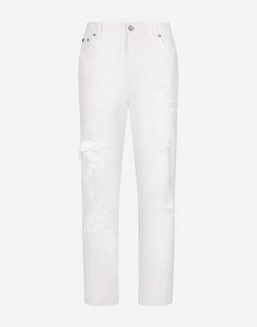 Dolce & Gabbana Cotton denim jeans with rips Blue F9R74DG8KT0