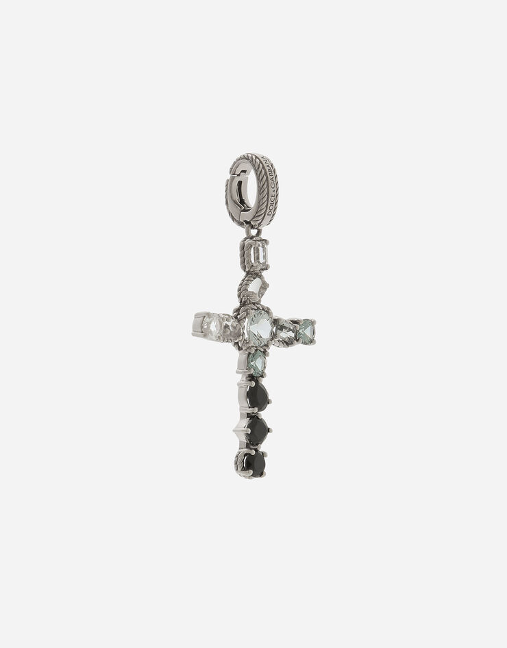 Dolce & Gabbana Anna charm in white gold 18kt with colourless topazes, grey and black spinels White WAQA8GWTSQS