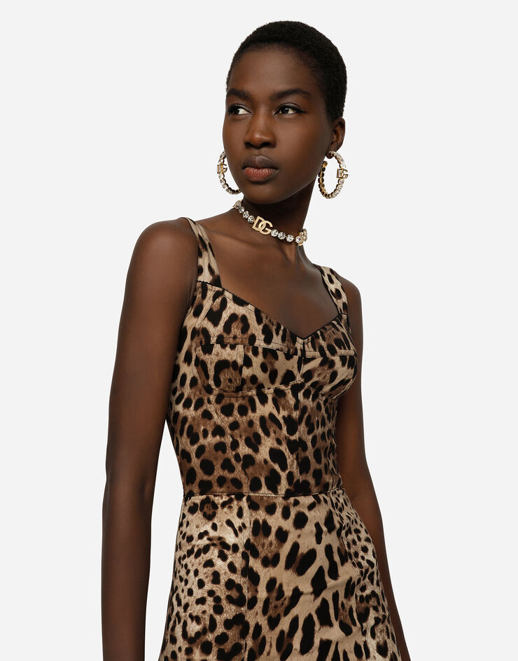 Dolce & Gabbana Leopard-print cady corset-style midi dress ANIMAL-PRINT F63D4TFSADD