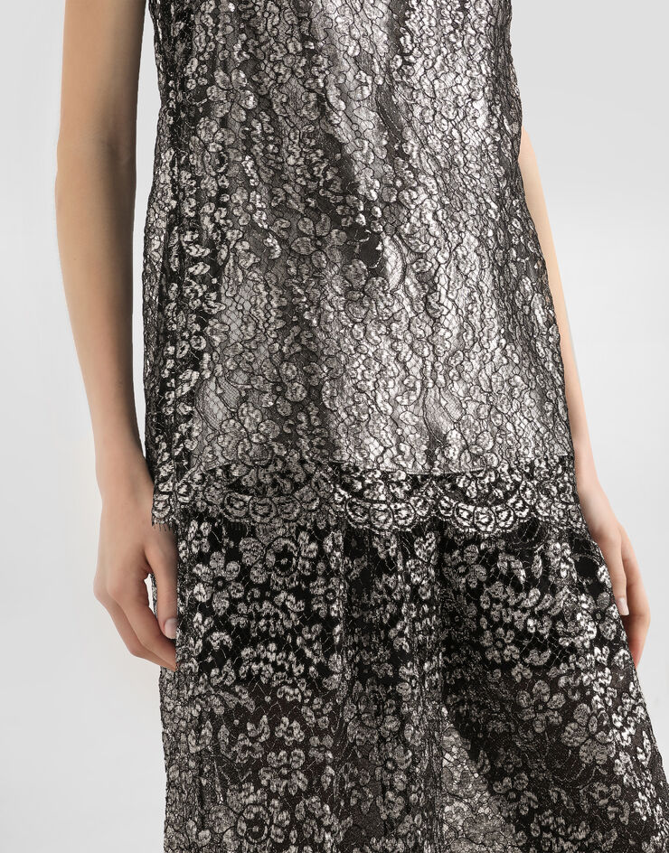 Dolce & Gabbana Lamé lace top Silver F7BJ1TILMCF