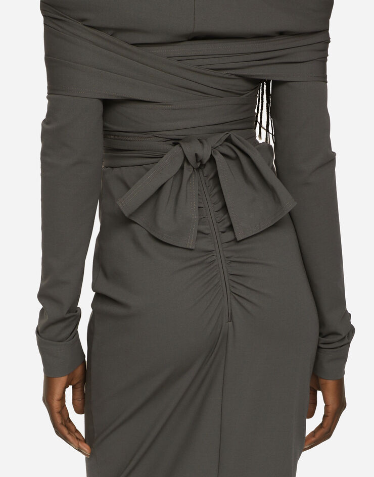 Dolce & Gabbana KIM DOLCE&GABBANA Long stretch jersey Milano rib dress Multicolor F6CNNTFUGPO
