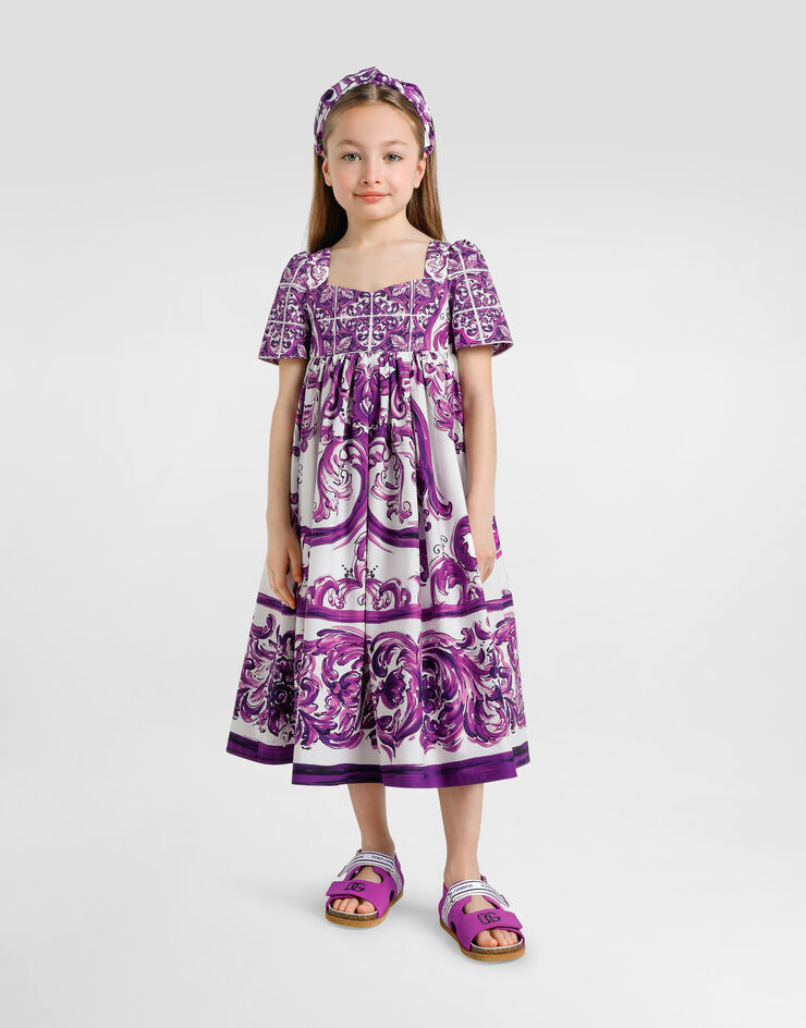 Dolce & Gabbana Majolica-print poplin dress Multicolor L54DH3FI5JP